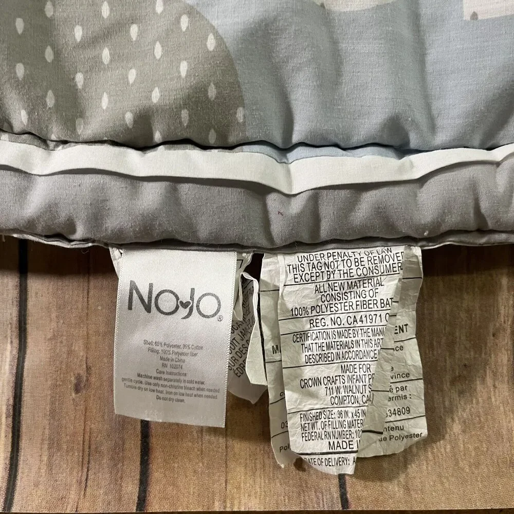 NoJo Dreamer Collection Elephant Blue Grey Crib Bedding Comforter Quilt Blanket